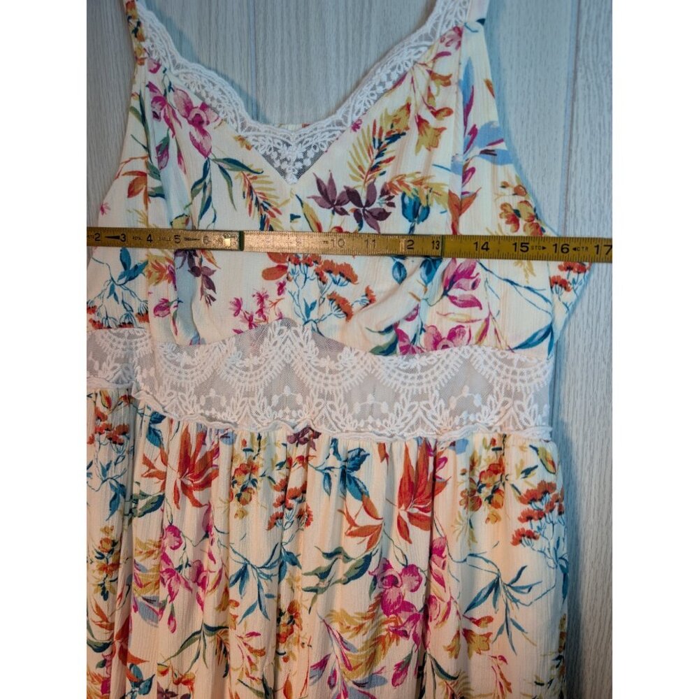 Torrid Dress Womens 1 1X Ivory Floral Lace Inset Maxi Sleeveless Pockets Boho - Picture 8 of 9
